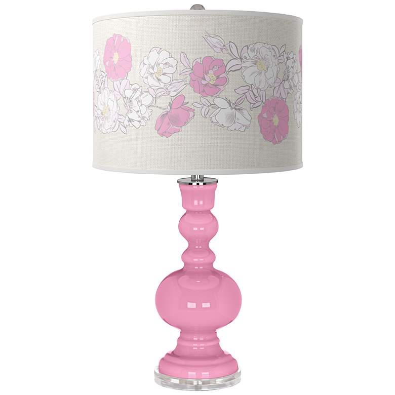 Image 1 Candy Pink Rose Bouquet Apothecary Table Lamp