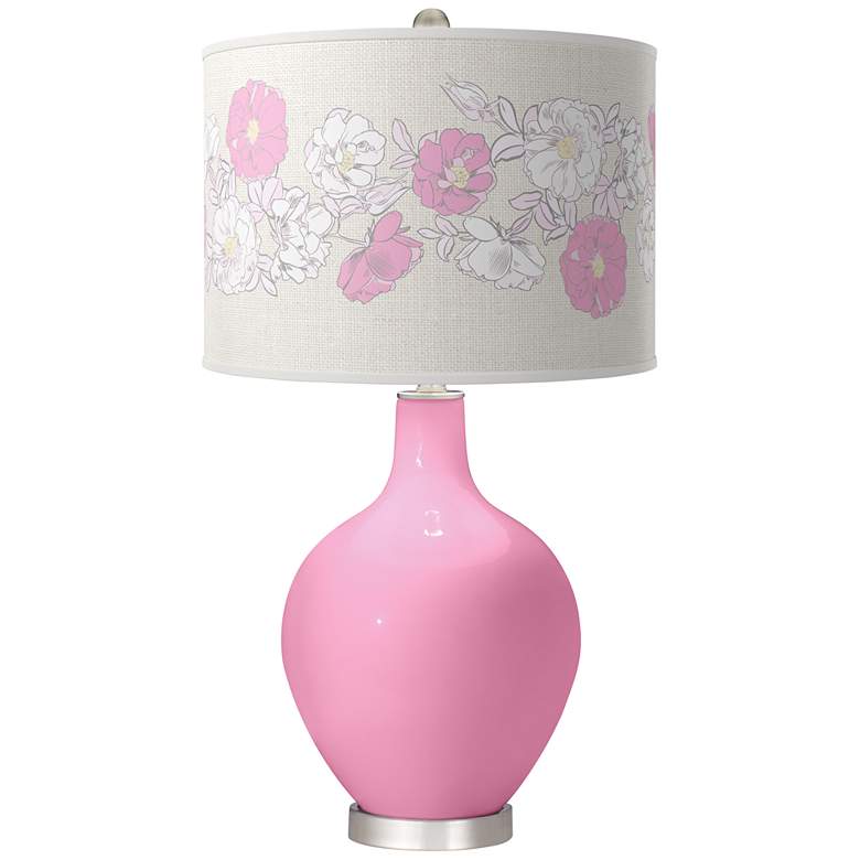 Image 1 Candy Pink Rose Bouquet Ovo Table Lamp