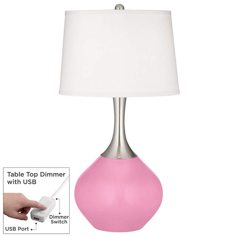 Image 1 Candy Pink Spencer Table Lamp with Dimmer