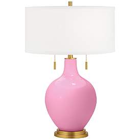 Image1 of Candy Pink Toby Brass Accents Table Lamp