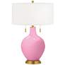 Candy Pink Toby Brass Accents Table Lamp