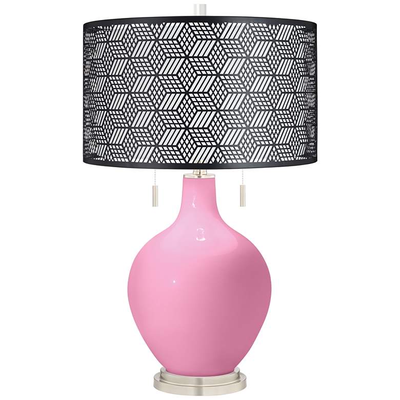 Image 1 Candy Pink Toby Table Lamp With Black Metal Shade