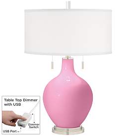 Image1 of Candy Pink Toby Table Lamp with Dimmer