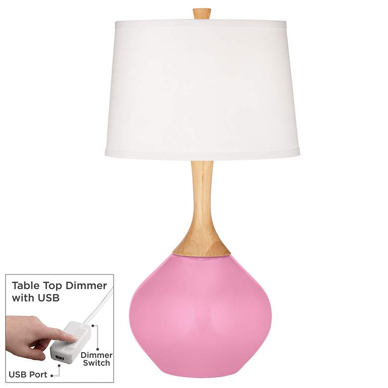 Image 1 Candy Pink Wexler Table Lamp with Dimmer