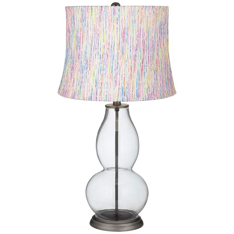 Image 1 Candy-Stripe Shade Clear Fillable Double Gourd Table Lamp