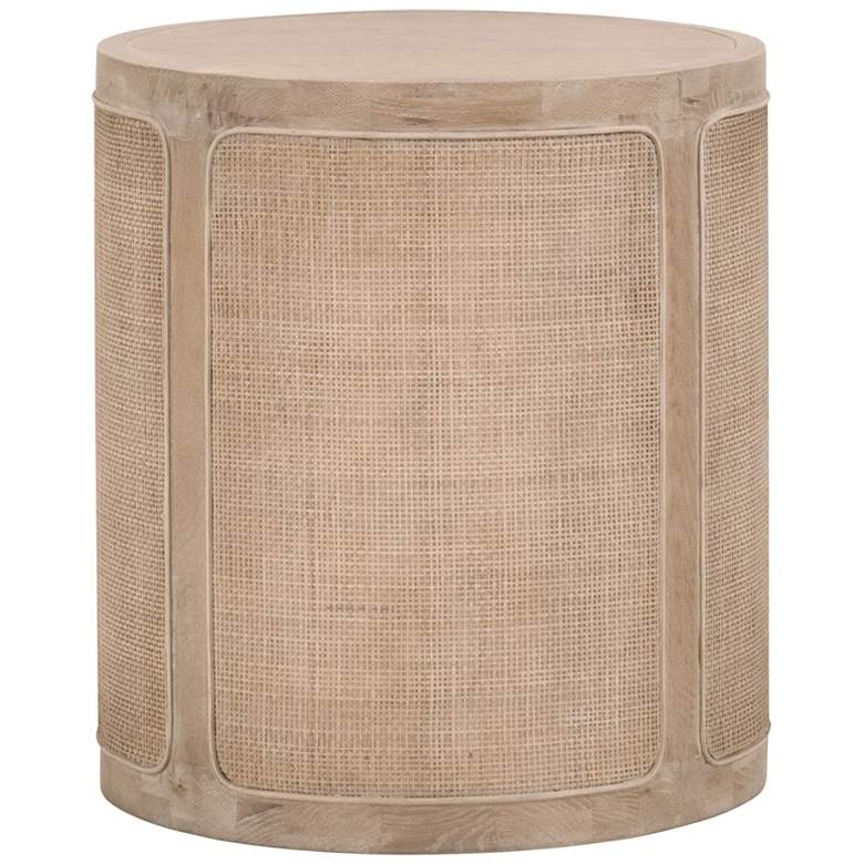 Image 1 Cane 21" Wide Smoke Gray Wood and Cane Round End Table