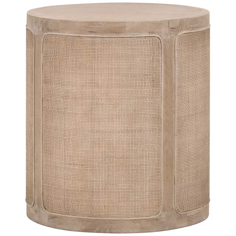 Image 2 Cane 21" Wide Smoke Gray Wood and Cane Round End Table more views