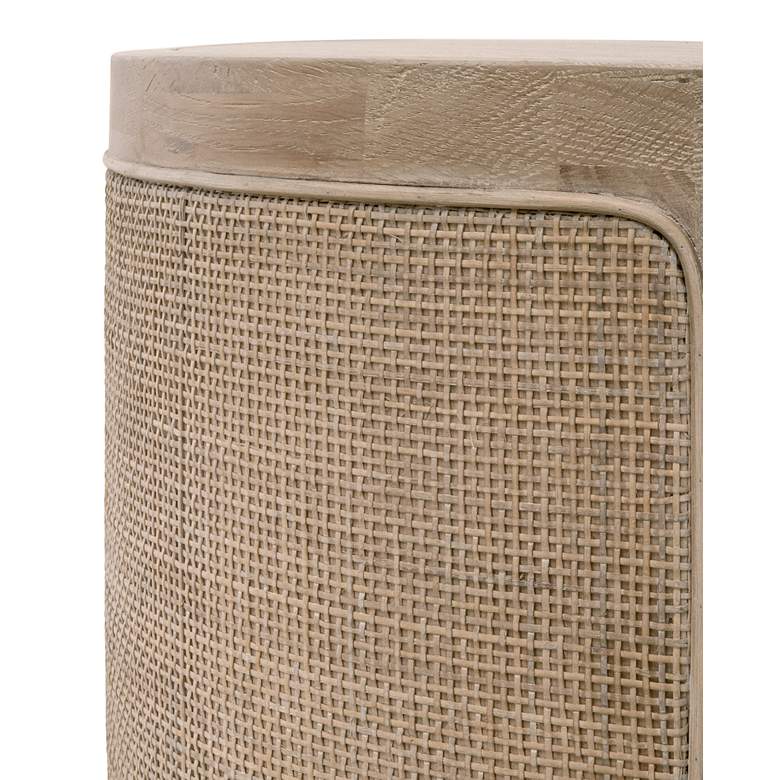 Image 3 Cane 21" Wide Smoke Gray Wood and Cane Round End Table more views
