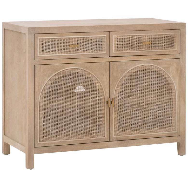 Image 1 Cane 39"W Smoke Gray Oak Wood 2-Drawer 2-Door Media Cabinet