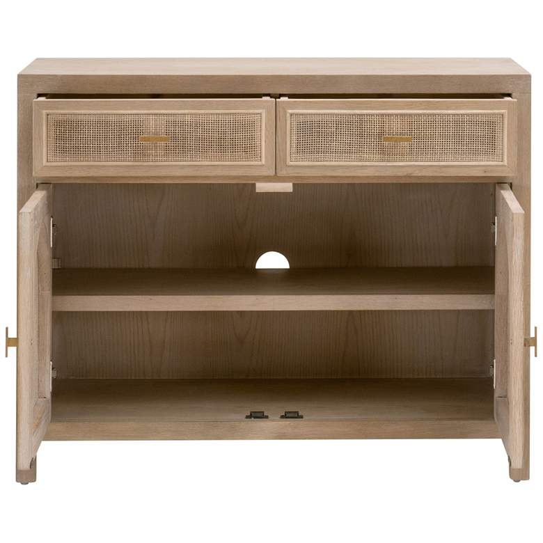 Image 7 Cane 39"W Smoke Gray Oak Wood 2-Drawer 2-Door Media Cabinet more views