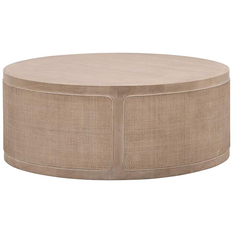 Image 1 Cane 40 1/4 inch Wide Smoke Gray and Cane Round Coffee Table