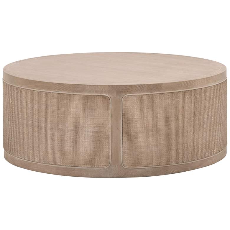 Image 1 Cane 40 1/4" Wide Smoke Gray and Cane Round Coffee Table