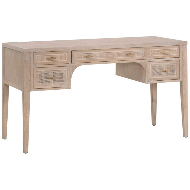 Image 1 Cane 55" Wide Gray Oak Wood 5-Drawer Rectangular Desk