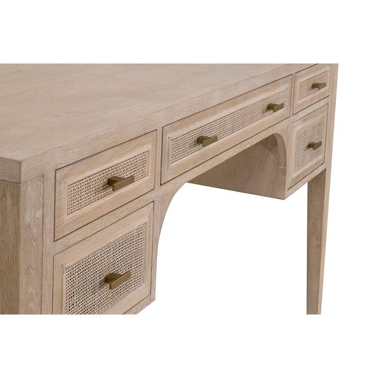 Image 2 Cane 55 inch Wide Gray Oak Wood 5-Drawer Rectangular Desk more views