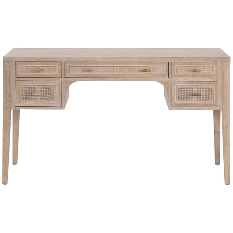 Image 4 Cane 55" Wide Gray Oak Wood 5-Drawer Rectangular Desk more views