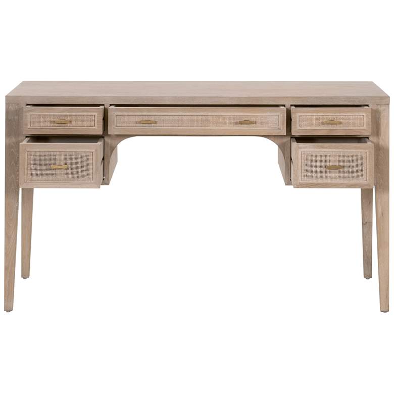 Image 5 Cane 55" Wide Gray Oak Wood 5-Drawer Rectangular Desk more views