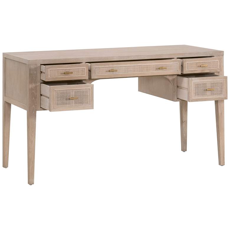 Image 6 Cane 55" Wide Gray Oak Wood 5-Drawer Rectangular Desk more views