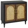 Cane Arch Two Door Saddle Brown Faux Wood Woven Cane Chest
