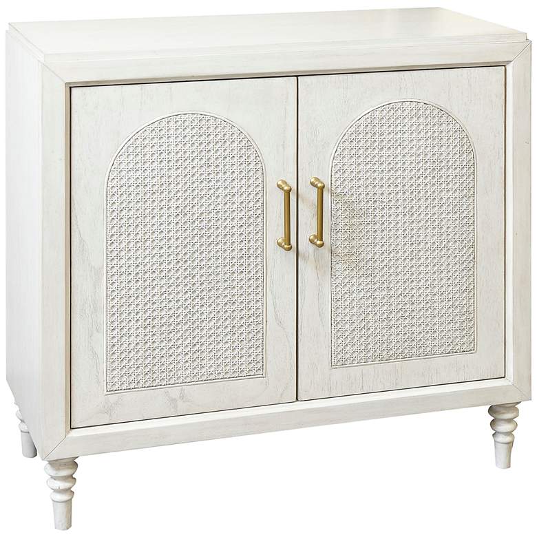 Image 1 Cane Arch Two Door White Faux Wood Woven Cane Chest
