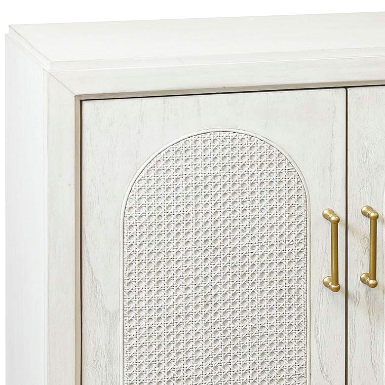 Image 2 Cane Arch Two Door White Faux Wood Woven Cane Chest more views