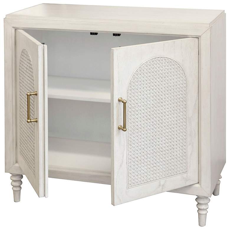 Image 3 Cane Arch Two Door White Faux Wood Woven Cane Chest more views