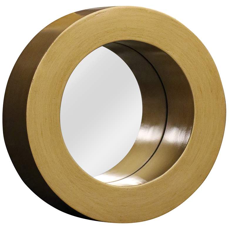 Image 1 Cane Gold 10 1/4" Round Wood Wall Mirror