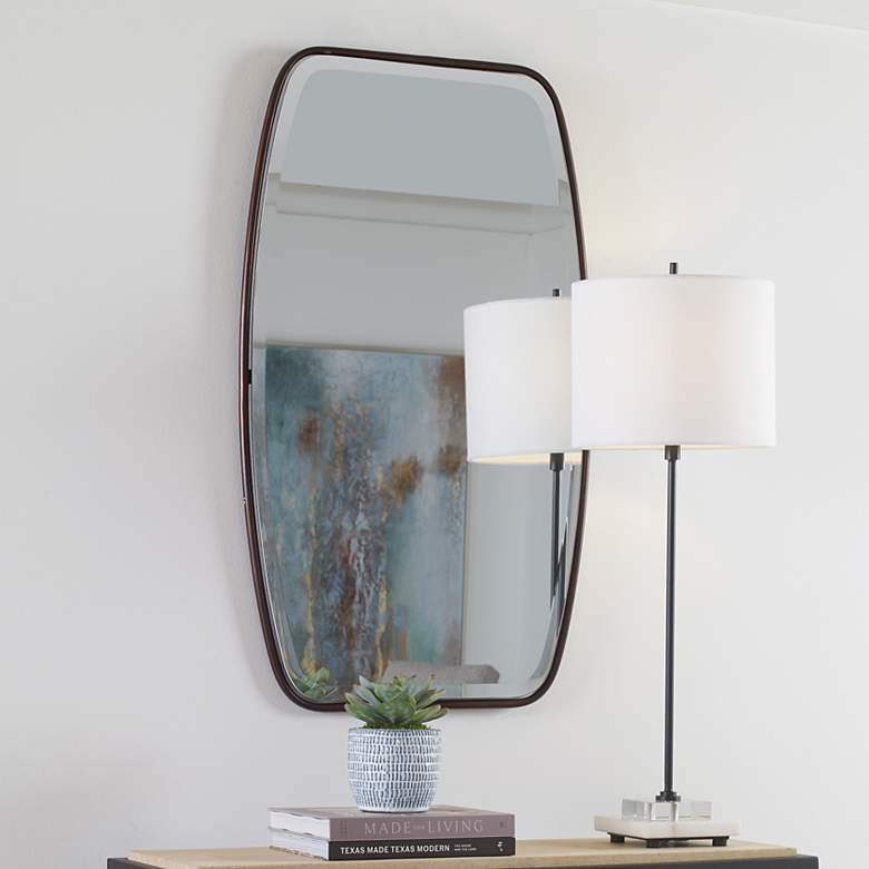 Image 1 Canillo Distressed Dark Bronze 21 1/4" x 36 1/4" Wall Mirror