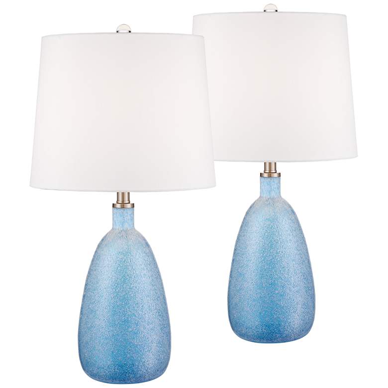 Image 1 Canley Blue Frosted Glass Table Lamp Set of 2