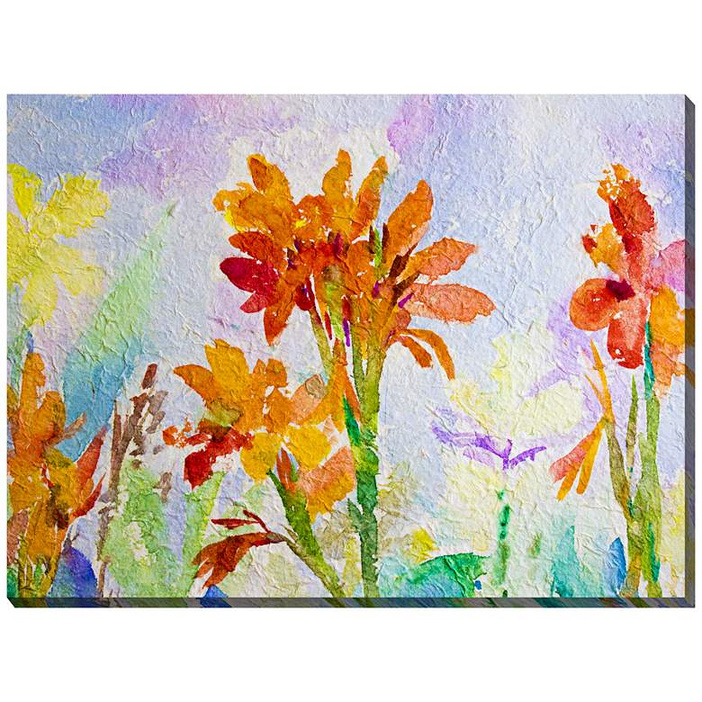 Image 1 Canna Watercolor 40 inchW All-Weather Outdoor Canvas Wall Art