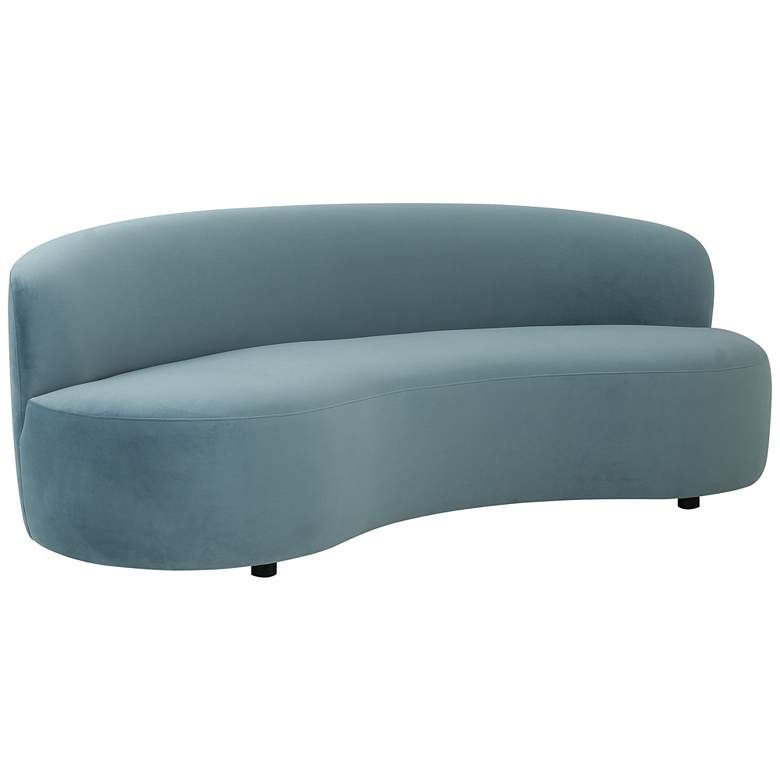 Image 1 Cannellini 89 inch Wide Bluestone Velvet Curved Sofa