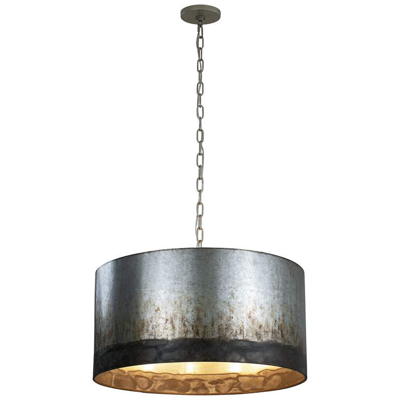 Image 1 Cannery 21 inch Wide 4-Light Ombre Galvanized Drum Pendant