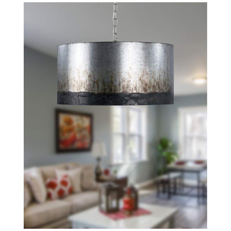 Image 3 Cannery 21" Wide 4-Light Ombre Galvanized Drum Pendant more views
