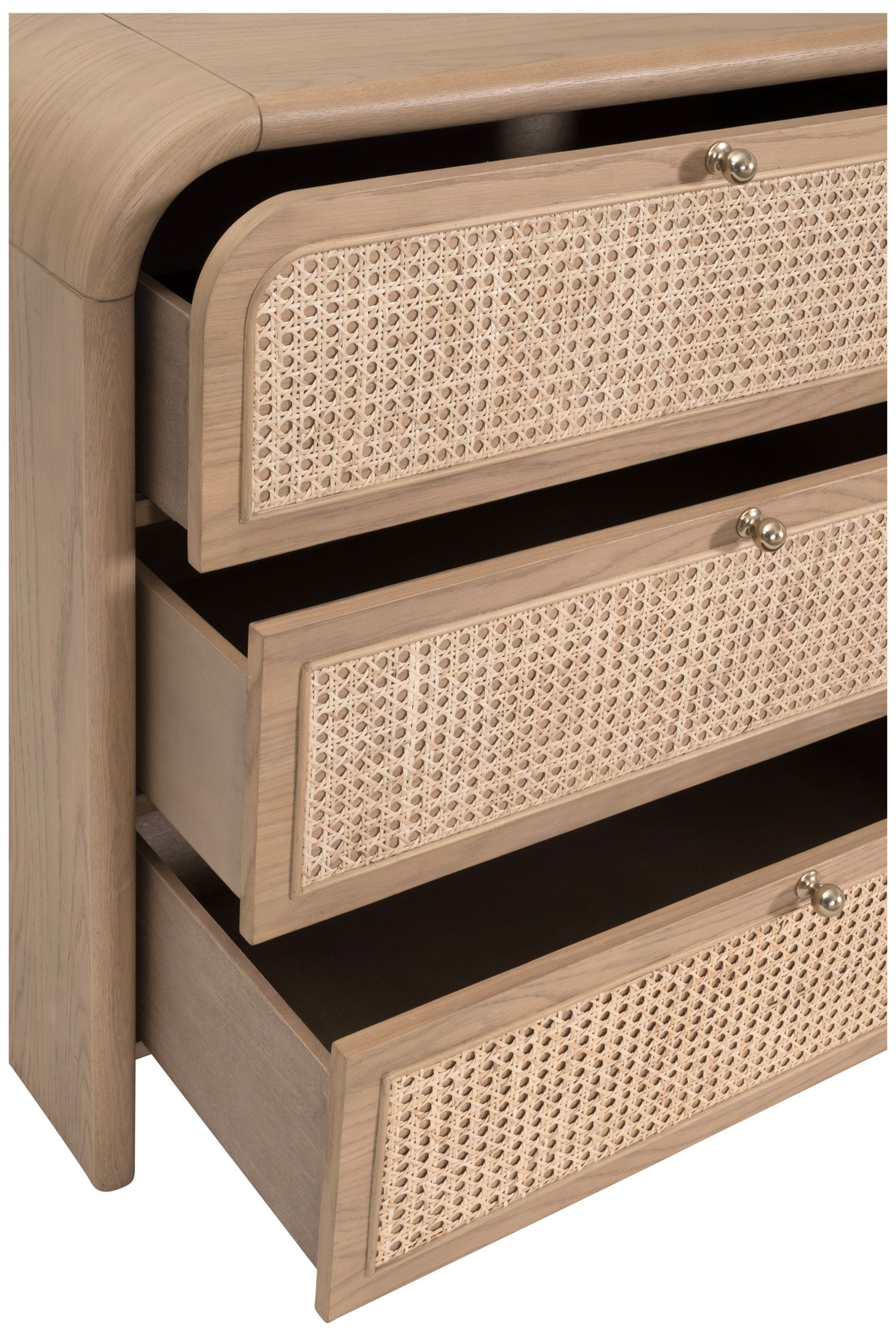 Cannes 6-Drawer Double Dresser, Natural Oak, Cane