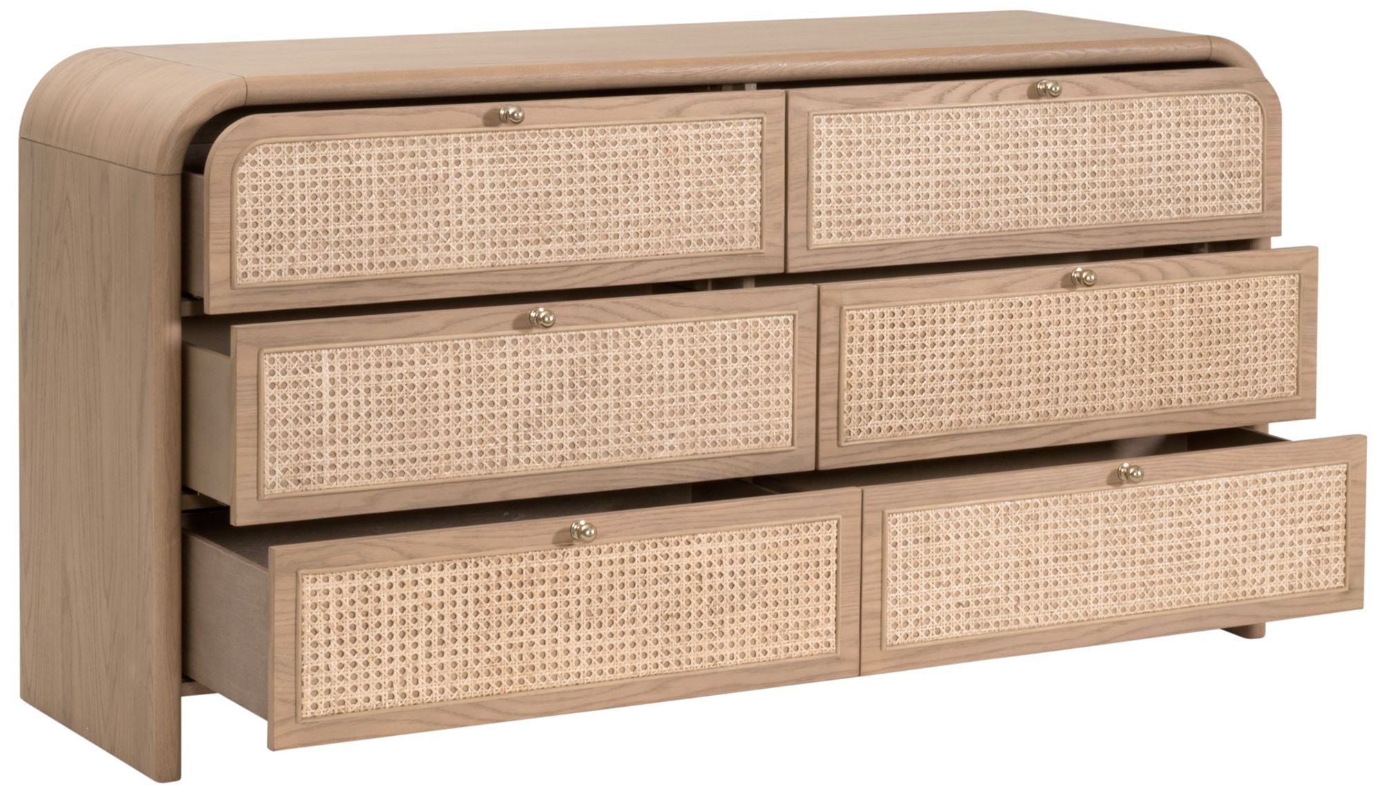 Image 4 Cannes 6-Drawer Double Dresser, Natural Oak, Cane more views