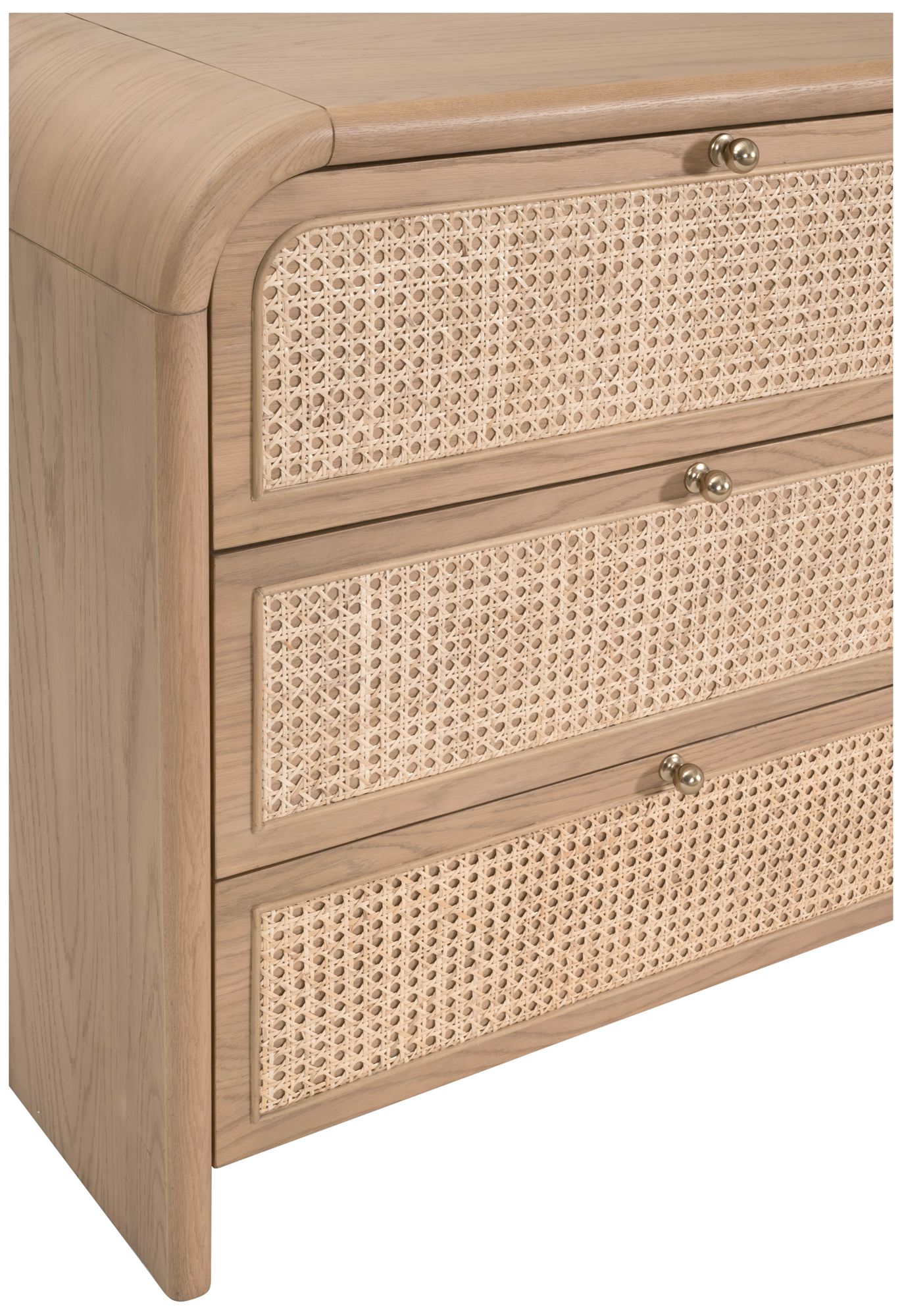 Cannes 6-Drawer Double Dresser, Natural Oak, Cane