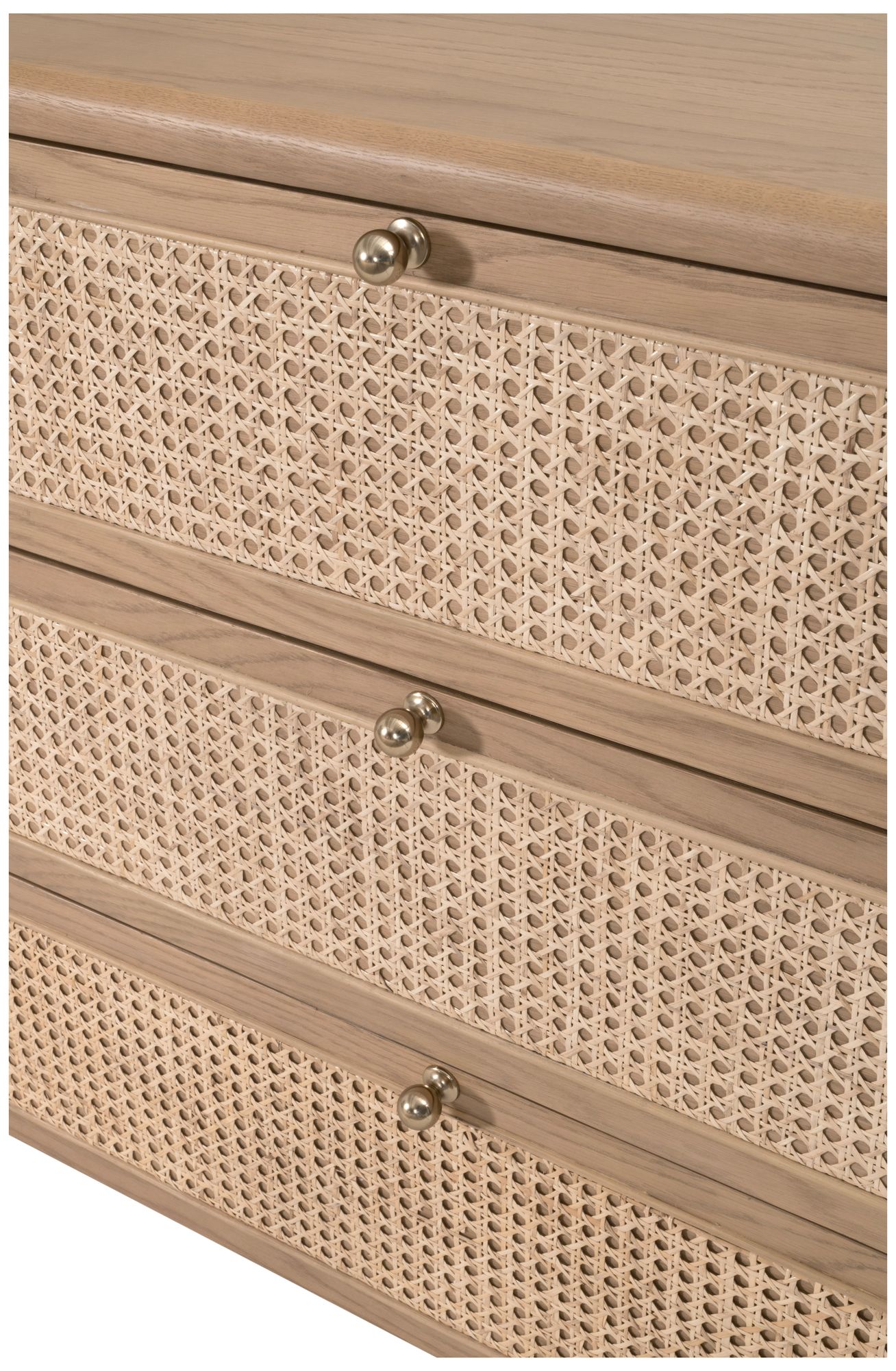 Cannes 6-Drawer Double Dresser, Natural Oak, Cane