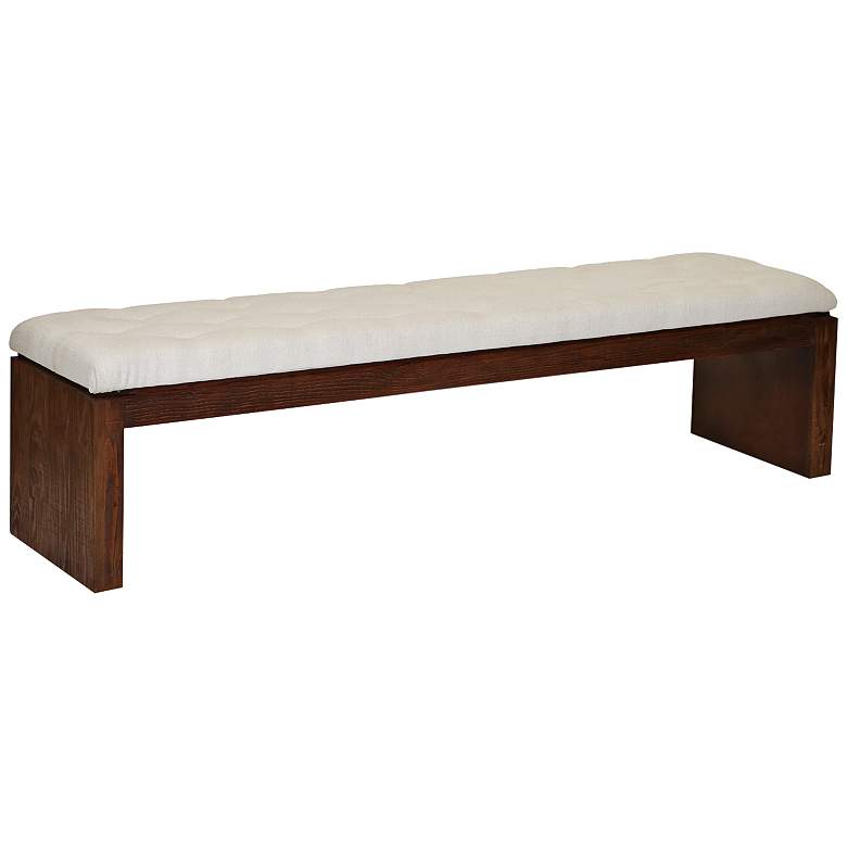Image 1 Cannes Cream Fabric Tufted Bench