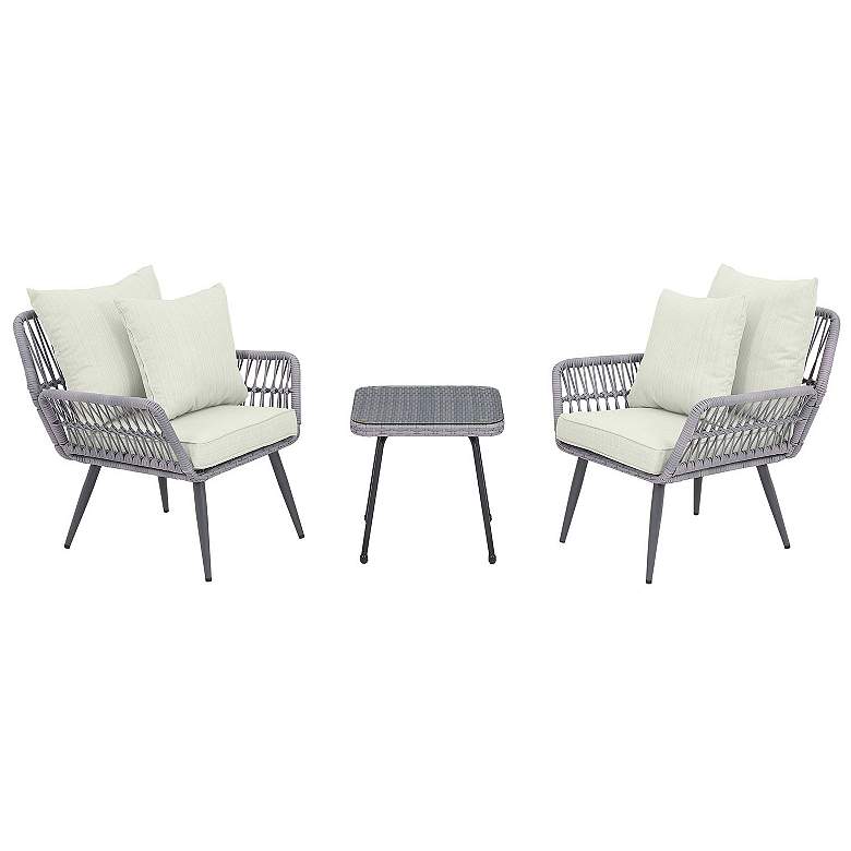 Image 1 Cannes Patio 2-Person Seating Group with End Table with Cream Cushions