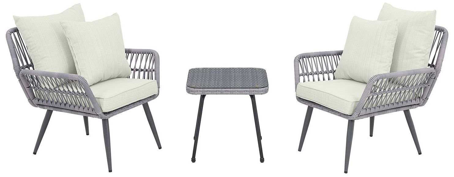 Image 2 Cannes Patio 2-Person Seating Group with End Table with Cream Cushions more views