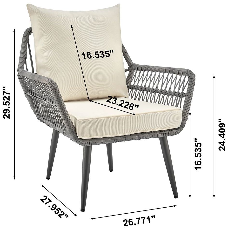 Image 4 Cannes Patio 2-Person Seating Group with End Table with Cream Cushions more views