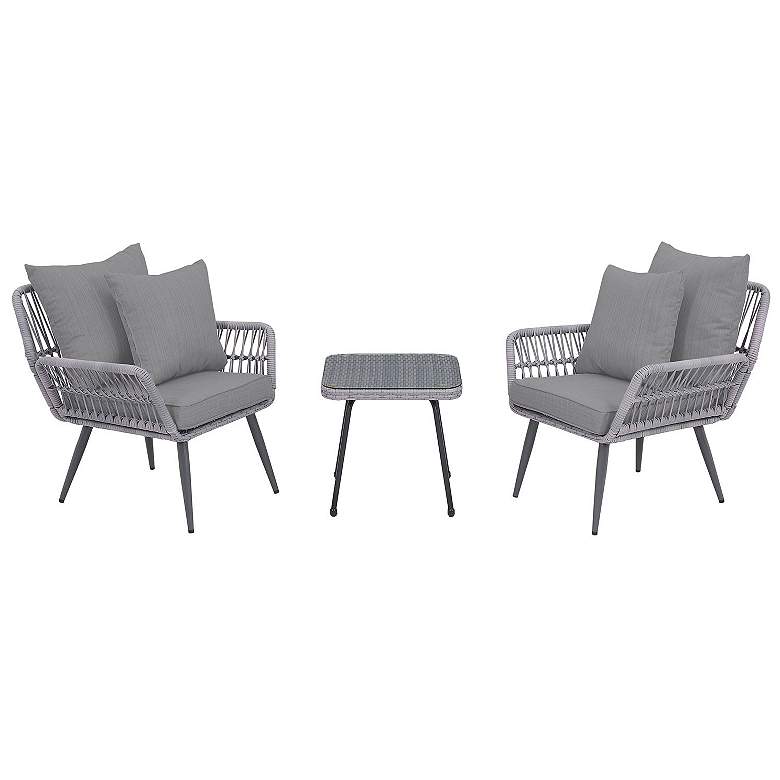 Image 1 Cannes Patio 2-Person Seating Group with End Table with Grey Cushions