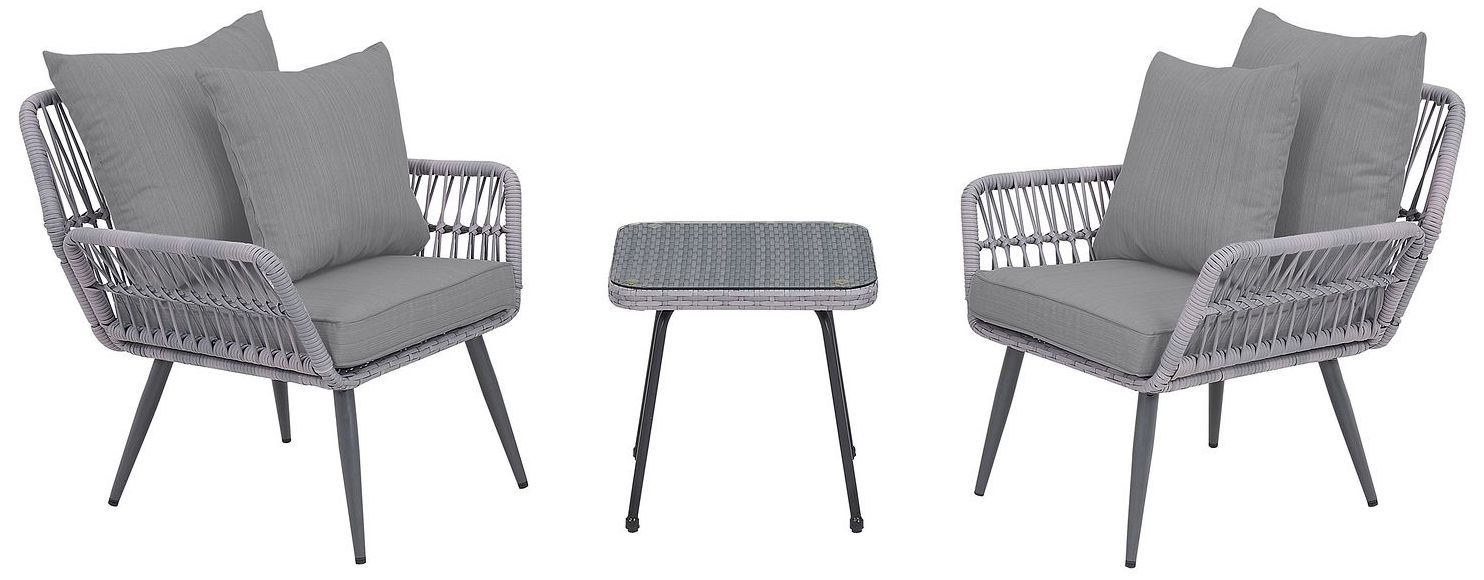 Image 2 Cannes Patio 2-Person Seating Group with End Table with Grey Cushions more views