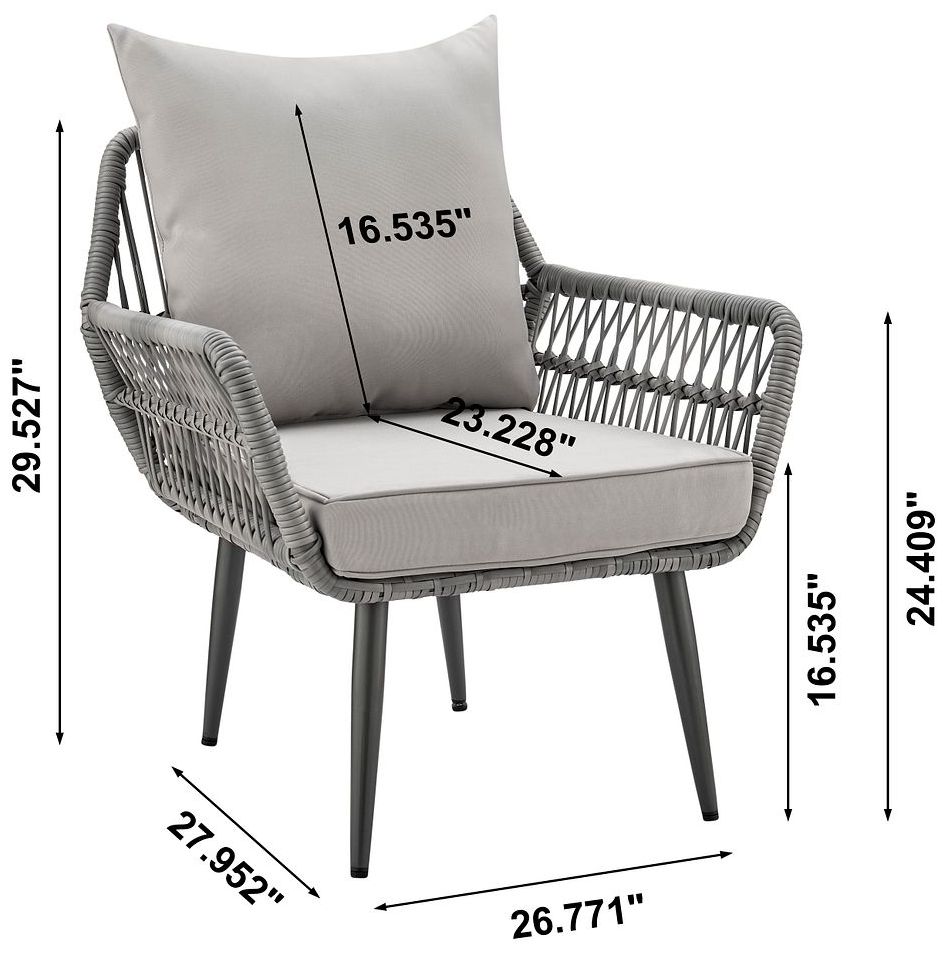 Image 4 Cannes Patio 2-Person Seating Group with End Table with Grey Cushions more views
