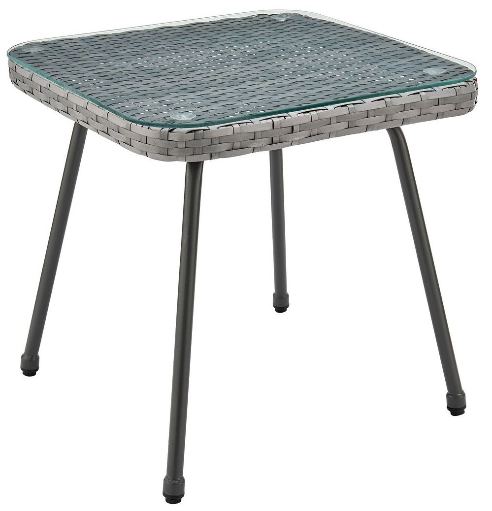 Image 6 Cannes Patio 2-Person Seating Group with End Table with Grey Cushions more views