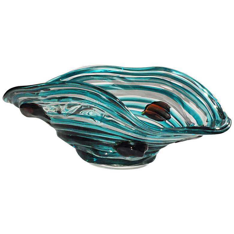 Image 1 Cannon Rock 13 1/2 inch Wide Multi-Color Modern Art Glass Bowl