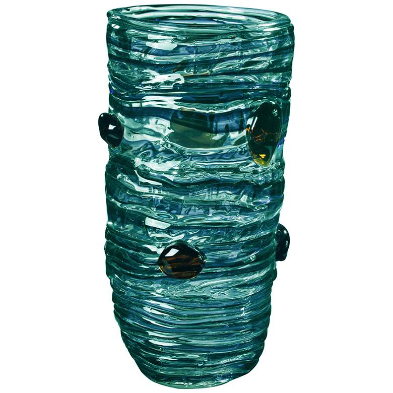 Cannon Rock Multi-Color Blue 14 1/4&quot; High Art Glass Vase