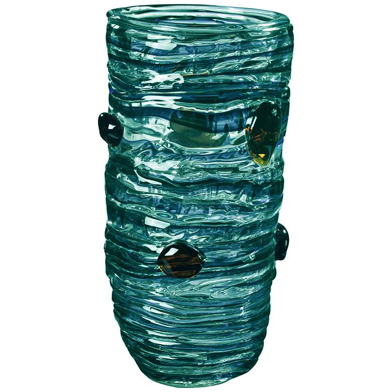 Image 1 Cannon Rock Multi-Color Blue 14 1/4 inch High Art Glass Vase