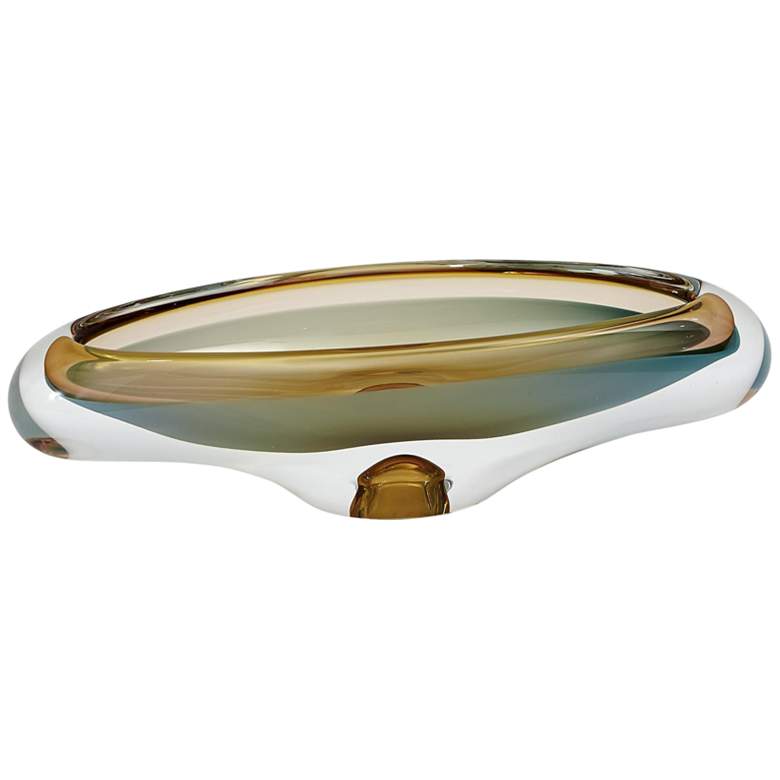 Image 1 Canoe 16 1/2" Wide Pistachio Bubble Amber Decorative Bowl
