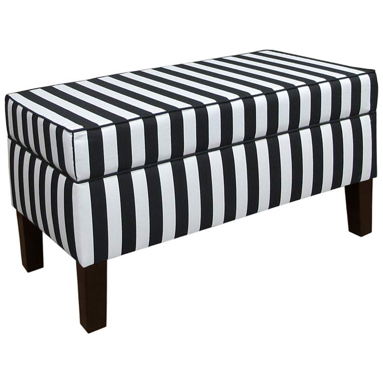 Image 1 Canopy 38 1/2" Wide Stripe Black and White Storage Bench