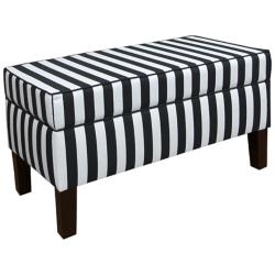 Canopy 38 1/2&quot; Wide Stripe Black and White Storage Bench